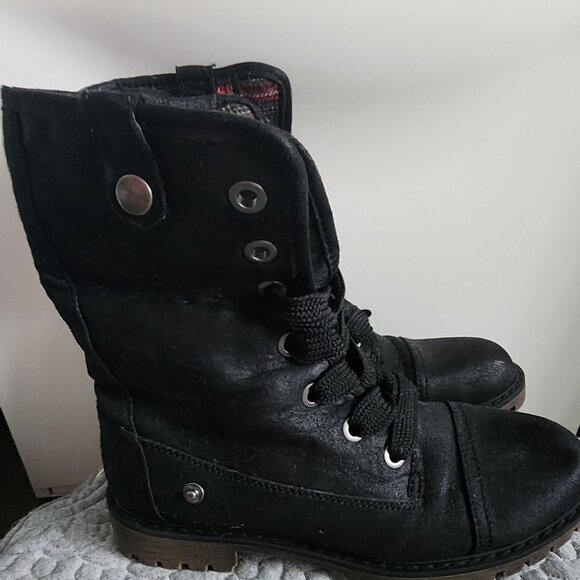 True Craft Boots-Lace Up Fold Down to Red Plaid Booties-Women's 6M - Picture 4 of 10